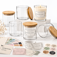 Bocaux à bougies vides en verre transparent parfumé de 8 oz avec couvercles en bambou, étiquettes personnalisées de luxe pour la fabrication de bougies et la décoration intérieure