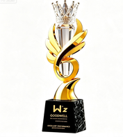 Trophée en métal personnalisé en forme de couronne, plaques gravées étanches pour cérémonie de remise des prix d'entreprise