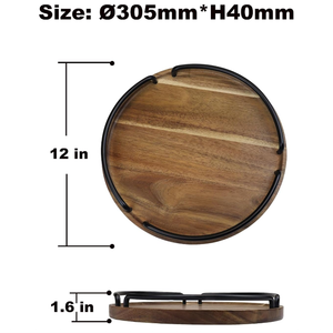 Bandeja Redonda Minimalista de Madera Multifuncional, Bandeja Decorativa de Madera Maciza para Mesa de Centro, Decoración del Hogar - Product Image 2