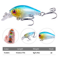 Umpan buatan engkol 4.5CM-4G, umpan pancing plastik keras untuk memancing Bass bergaris
