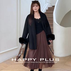 รันฉี พลัสไซส์ กระโปรงผู้หญิงเอวสูงสีน้ำตาลกาแฟ กระโปรงผ้าทูลล์เอวยางยืด ผ้าตาข่ายสีพื้นพลิ้วไหว กระโปรงเดรสฤดูหนาว รุ่น N8264 - Product Image 2