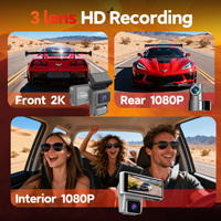 Car Dash Cam 2k 1080p Wireless Wifi Night Vision 3 Channel Dash Cam 2k for Cars Front and Rear Dash Camera