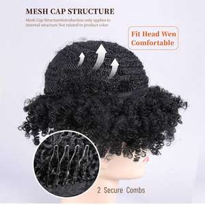 Perruque Courte Afro Frisée Synthétique <span class=keywords><strong>avec</strong></span> <span class=keywords><strong>Frange</strong></span>, Haute Densité, Bonnet Élastique, Résistante à la Chaleur pour Cosplay et Festivals (Vente en Gros) - Product Image 5