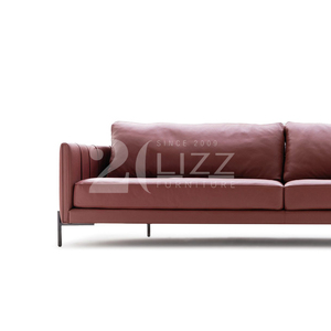 Sofá de cuero completo minimalista italiano, sofá con respaldo curvo para sala de estar, oficina y hotel - Product Image 6