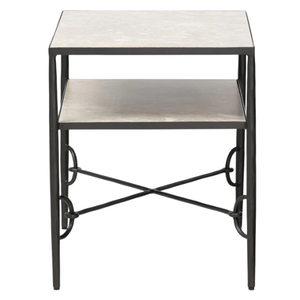 Babylon Nightstand A slim spare <b>frame</b> of <b>hammered</b> gunmetal pairs with natural metal for a clean and timeless nightstand look. - Product Image 6