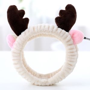 Suave alce astas diseño dibujos animados pelo toalla maquillaje diadema coral polar lindo niñas lavado cara diadema - Product Image 6