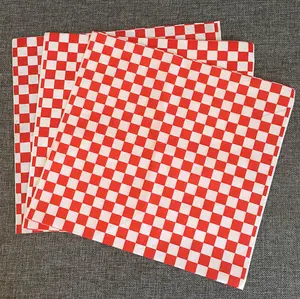 Rood Wit Zwart Geruit Papier Duurzaam Voedselveilig Kraft Burger Inpakpapier 12 "X 12" Geruit Papier