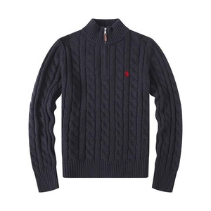 Áo len nam nữ kiểu dáng mới thiết kế logo ngựa RL, cổ đứng, nửa khóa kéo, chất liệu len dệt kim, phong cách thường ngày, kiểu áo Paul. - Product Image 2