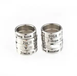Venta al por mayor Kpop Idol Group Bangtan Boys RM JIMIN JIN SUGA <span class=keywords><strong>V</strong></span> JUNGKOOK Anillo de metal - Product Image 1