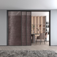Porte de séparation en verre minimaliste, porte coulissante à trois sections pour cuisine, balcon, salon, salle de thé, sur mesure