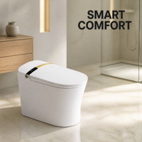 Toilette intelligente avec siège chauffant, commande vocale, télécommande, céramique, montage au sol, chasse d'eau par siphon