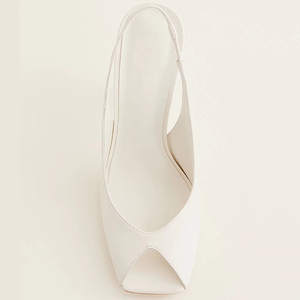 Chaussures à talons hauts pour femmes, style slingback, bout <span class=keywords><strong>carré</strong></span> ouvert, en cuir verni blanc, <span class=keywords><strong>talon</strong></span> aiguille fin, collection été tendance - Product Image 3