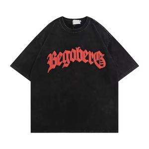 Camiseta extragrande de algodón 300G con estampado de soplo de logotipo personalizado para hombre - Product Image 2