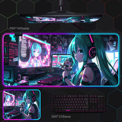 Cute Gaming LED Light-Up Computer Mouse Pad & Desk Mat Non-Slip Waterproof Rubber Base Square Shape Office Use in Stock
