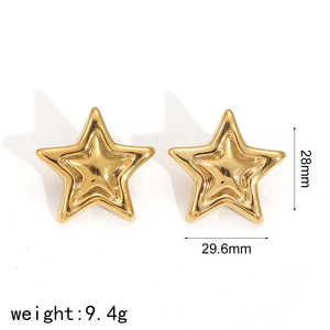 ต่างหูสตั๊ดรูปดาวสีทองเงินสองโทนห้าแฉกรูปโลหะผสมสังกะสีสำหรับผู้หญิงเครื่องประดับแฟชั่น Te60158ของขวัญ - Product Image 4