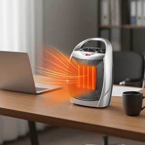 Kismile - Chauffage électrique portable en céramique - Élément chauffant PTC - Utilisation au bureau - Couleur argent - Product Image 2