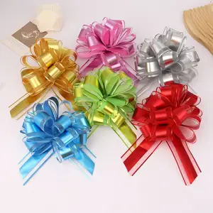 Golden car pull up ribbon bow decorativos florista produtos por atacado puxar arcos para embrulho