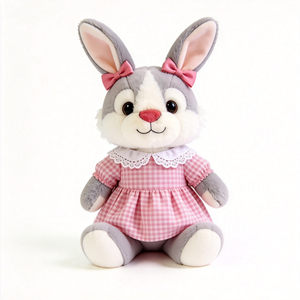Nuevo Diseño de Peluche de Conejo Gris, Adorable Conejo con Vestido, Peluche de Animal Personalizado, Peluche de Conejo Relleno - Product Image 2