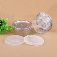 Petit pot rond en plastique PET avec couvercle à clapet en aluminium, capacité de 100 ml, pour l'emballage des aliments en conserve et des poissons/sardines/thon