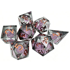 Wholesale Handmade Purple Glitter Resin <b>Dice</b> <b>Set</b> Sharp Edge Polyhedral D20 <b>Dice</b> for Dungeons and Dragons - Product Image 3