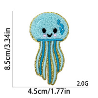 Nuevos parches termoadhesivos de chenilla bordados con animales marinos (tiburón, cangrejo, pez, estrella) para manualidades, bolsos, sombreros y ropa