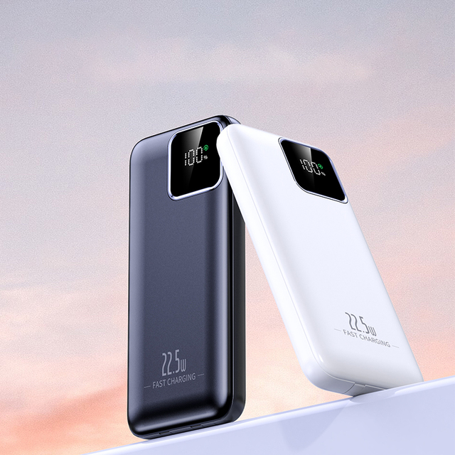 CE FCC Certified 10000mah Dual Type C USB Cable Charger PD 20/22.5w 20000 Mah Fast Charging LED Display OEM Power Bank for