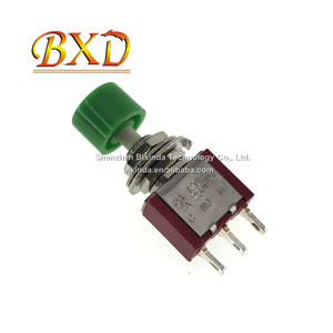 Interruptor de botón PS-102 PS-202, botón redondo de reinicio automático con capo de montar pequeño rojo, interruptor de palanca de 3/6 pines - Product Image 5