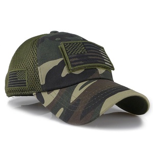 Parche de bandera americana bordado gorra curvada gorra de béisbol de camuflaje gorra de malla bordada gorra de camuflaje de béisbol desmontable para exteriores - Product Image 3