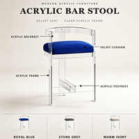 Chaises de bar modernes en acrylique avec coussins en velours, durables et écologiques, pour appartement, maison, comptoir de bar - Vente en gros usine