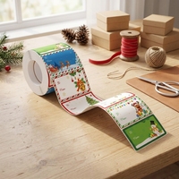 Rouleau d'autocollants adhésifs en papier kraft de Noël, étiquettes personnalisées imperméables pour étiquettes cadeaux, emballage de bouteilles
