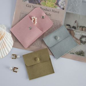 Pochette à bijoux en microfibre avec logo personnalisé, fermeture à pression, sac cadeau, emballage en tissu suédé pour conteneur à bijoux - Product Image 6