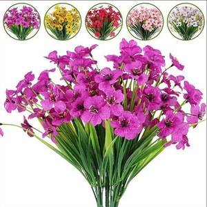 Tela de Seda Estampada con Flores Violetas de Hierba Artificial para Decoración Floral de Jardín y Paisajismo - Product Image 1