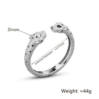 Ensemble de bracelets de luxe Ganku motif léopard, avec micro-pavé de zircone cubique, bague panthère et bracelet jonc, plaqué or rose 18 carats, émail et gouttes de colle