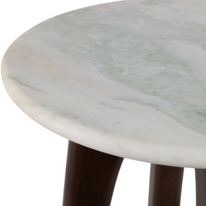 Tavolino con piano in marmo e base scultorea in legno per l'arredamento della casa, comodino per camera da letto, piccoli spazi - Product Image 6