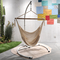 Chaise-hamac suspendue pour intérieur et extérieur des Caraïbes balançoire en polyester filé souple capacité de 300 livres balançoire grande chaise en macramé