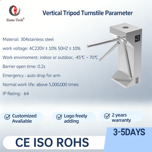 Porte Zento en acier inoxydable 304, contrôle d'accès, capacité -45 ℃   Tourniquet vertical à bras abattant automatique homologué pour l'extérieur, idéal pour les gymnases - Product Image 3