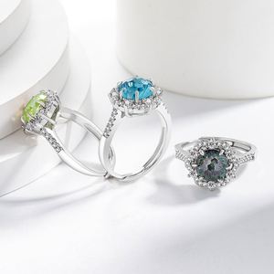 Anillos de bodas แหวนเพชรเพทายรูปดอกกุหลาบประกายวิบวับสำหรับงานเลี้ยงวันครบรอบแต่งงาน - Product Image 3