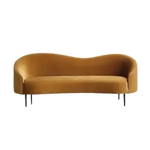 Nordic high-end beauty salon leisure sofa living room furniture double velvet fabric sofa for sale