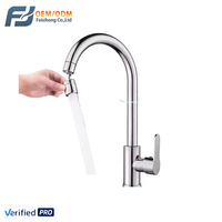 Robinet de cuisine moderne en acier inoxydable 304 à poignée unique, rotation à 360 degrés, bec d'eau chaude et froide poli, pulvérisateur latéral
