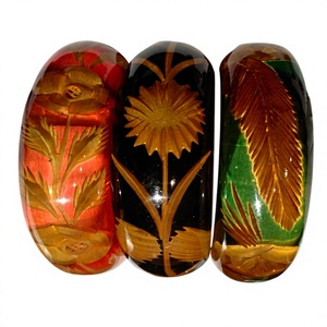 New High Quality Handmade Resin Carved <b>Bangle</b> <b>Bracelets</b> Resin Material Trending Wholesale for Christmas Occasions Wedding Woman - Product Image 4