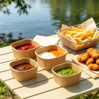 Gobelets à sauce jetables en papier kraft pour restaurant, restauration rapide, plats à emporter, traiteur, fête, portions individuelles, brun naturel