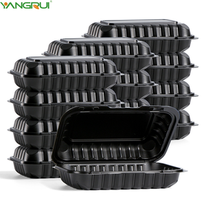 Black And White Plastic 3 Compartment Food Storage Reusable Microwaveable Dishwasher Safe Containers