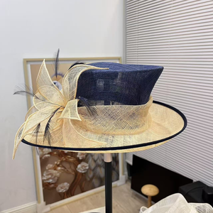 Cappelli da donna in sinamay con bordo a volant e decorazioni floreali, per Kentucky Derby, chiesa, matrimonio, feste, moda per adulti - Product Image 5