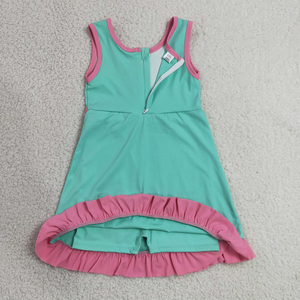 Robe rose à volants et short vert sans manches pour bébés filles, vêtements de yoga et de sport - Product Image 2