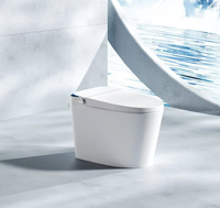 Toilette intelligente de luxe haut de gamme avec capteur de pied automatique, télécommande incluse, drainage en S, toilette intelligente monobloc