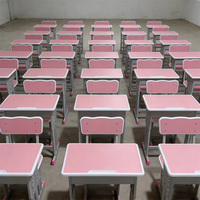 Ensemble bureau et chaise d'écolier en métal pas cher, réglable en hauteur, pour salles de classe, mobilier métallique pour l'étude des enfants du primaire