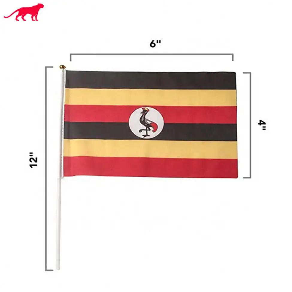 Hersteller gemacht Standard größe Maschine genäht kleine Uganda Hand winkende Flagge