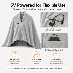 <span class=keywords><strong>Manta</strong></span> Térmica Inalámbrica USB de 5V, Lavable a Máquina, Chal Eléctrico Calefactor, Estilo Superventas en <span class=keywords><strong>Amazon</strong></span>, OEM ODM Disponible - Product Image 5