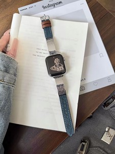 Cinturino Ibrido in Denim <span class=keywords><strong>e</strong></span> Pelle con Connettore Curvo per <span class=keywords><strong>Apple</strong></span> <span class=keywords><strong>Watch</strong></span> Ultra SE 9 <span class=keywords><strong>8</strong></span> <span class=keywords><strong>7</strong></span> 6, Elegante Cinturino con Fibbia - Product Image 5