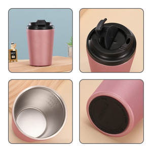 Tazze da <span class=keywords><strong>Caffè</strong></span> Riutilizzabili in Acciaio Inox a <span class=keywords><strong>Doppia</strong></span> <span class=keywords><strong>Parete</strong></span> da 12 oz con Coperchio Antigoccia, Tazza da Viaggio Isolata Riciclabile da 12 oz - Product Image 2